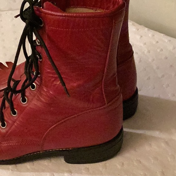 Justin red vintage from the 80’s lace up leather boots # 5.5 B/M. - Picture 5 of 10
